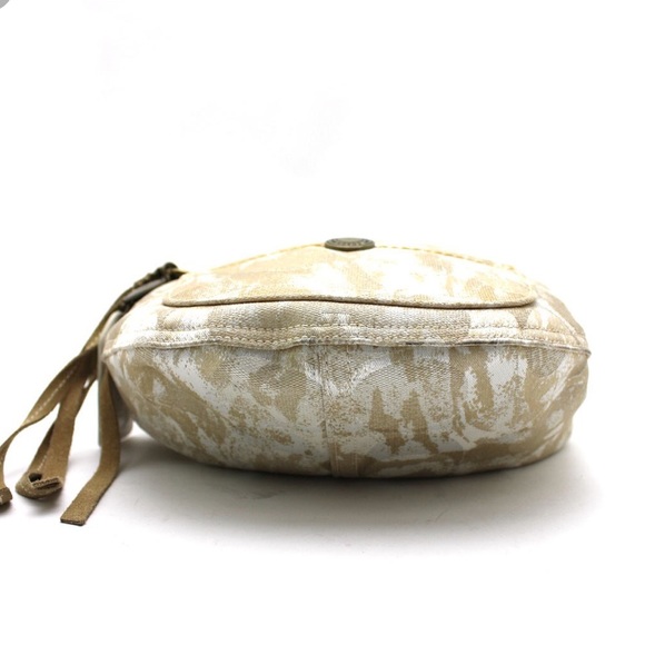 Nwt COACH Tie dye Canvas Leather Gold hobo bag purse - Picture 3 of 4